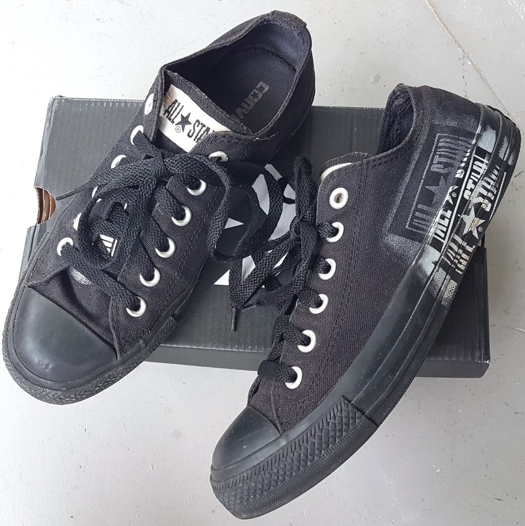 Original Converse Designer Sneakers CONVERSE Chuck Taylor All Star Model US 8 UK 6 EUR 39 OX All Black Shoes Signature Look Timeless Classic