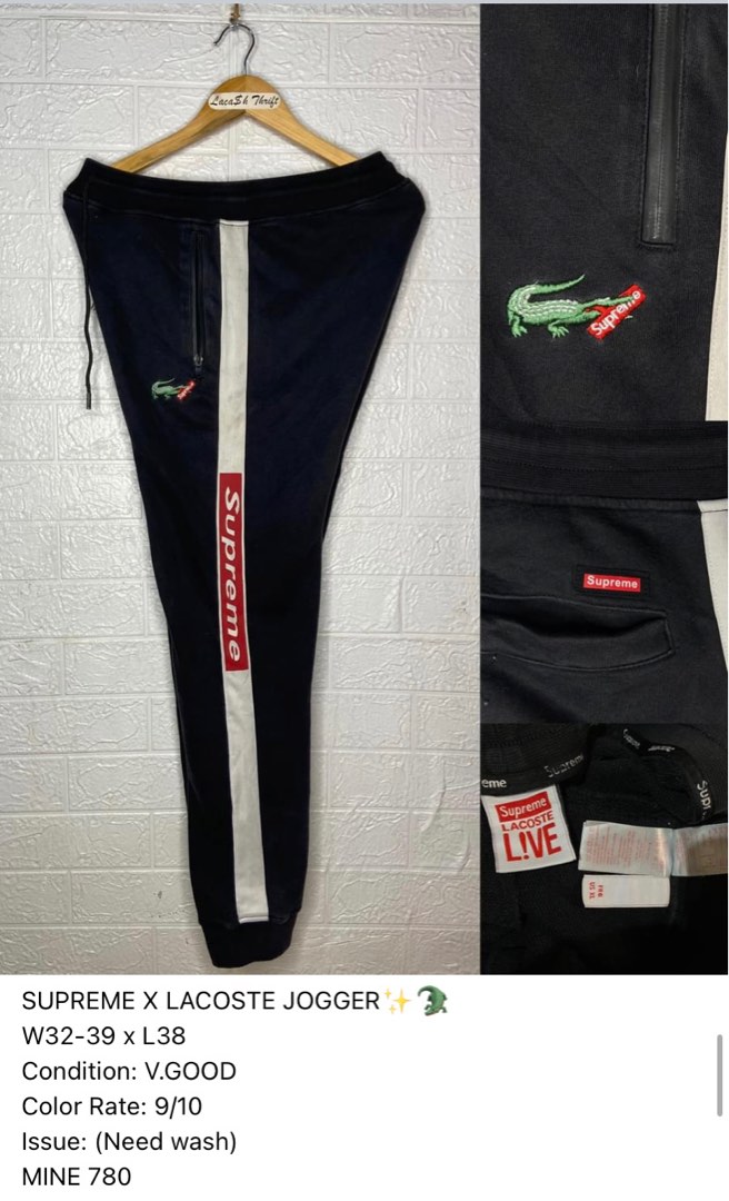 SUPREME X LACOSTE JOGGER Men s Fashion Bottoms Joggers on Carousell
