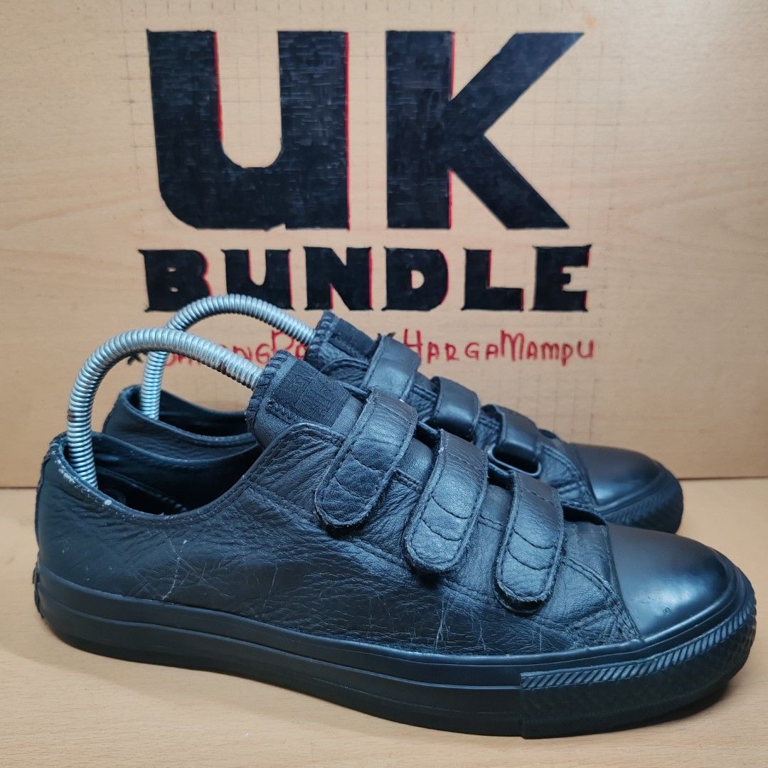UKBundle 6UK 24.5CM Converse All Star 3V Velcro Strap Leather Triple Black Men s Fashion Footwear Sneakers on Carousell