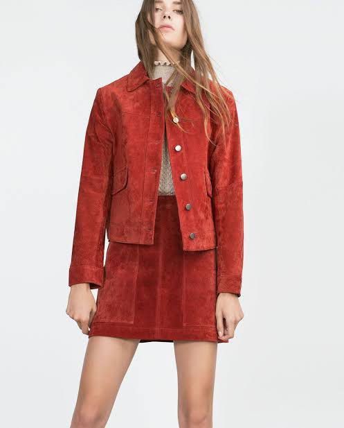 Vintage Zara Red Faux Suede Fall Jacket Women s Fashion Coats Jackets and Outerwear on Carousell
