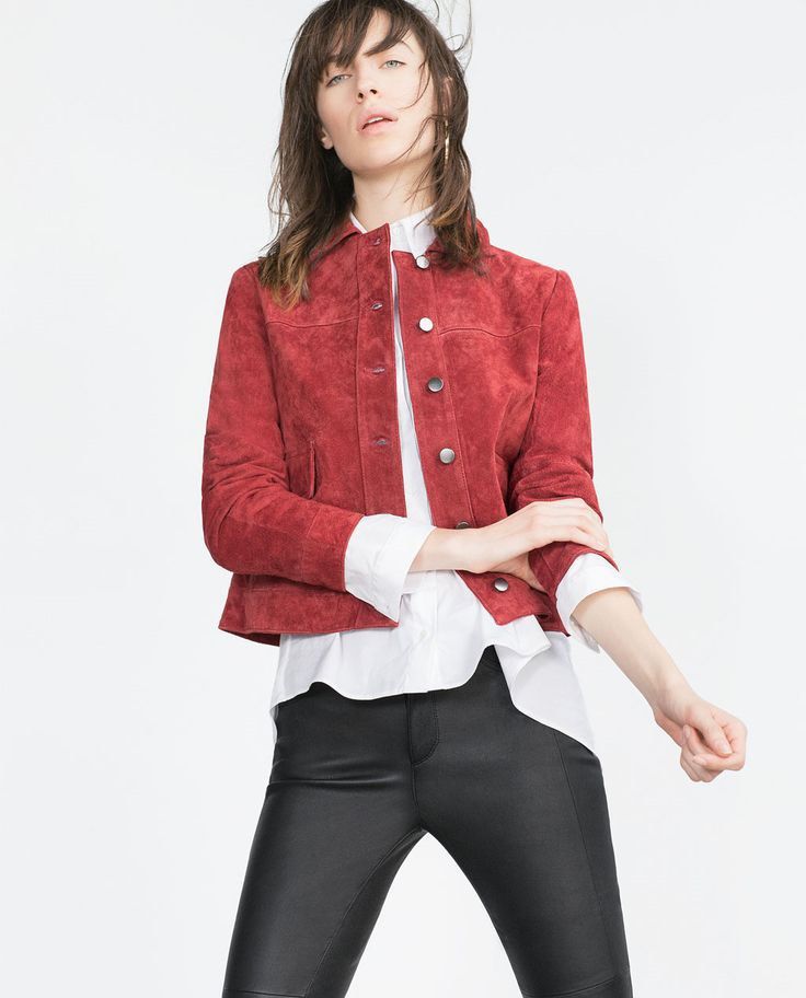 Zara red suede jacket discount