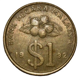 Satu ringgit malaysia bunga raya copper nickel coin Old coin duit lama ...