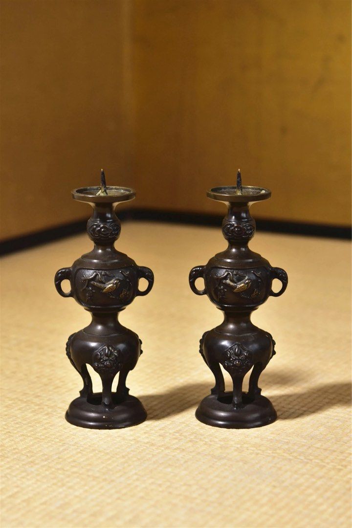 古安南　銅製燭台②　男女　古民具　送料込み0731 古安南 銅製燭台② 男女 古民具 送料込み0731 日本老鑄銅