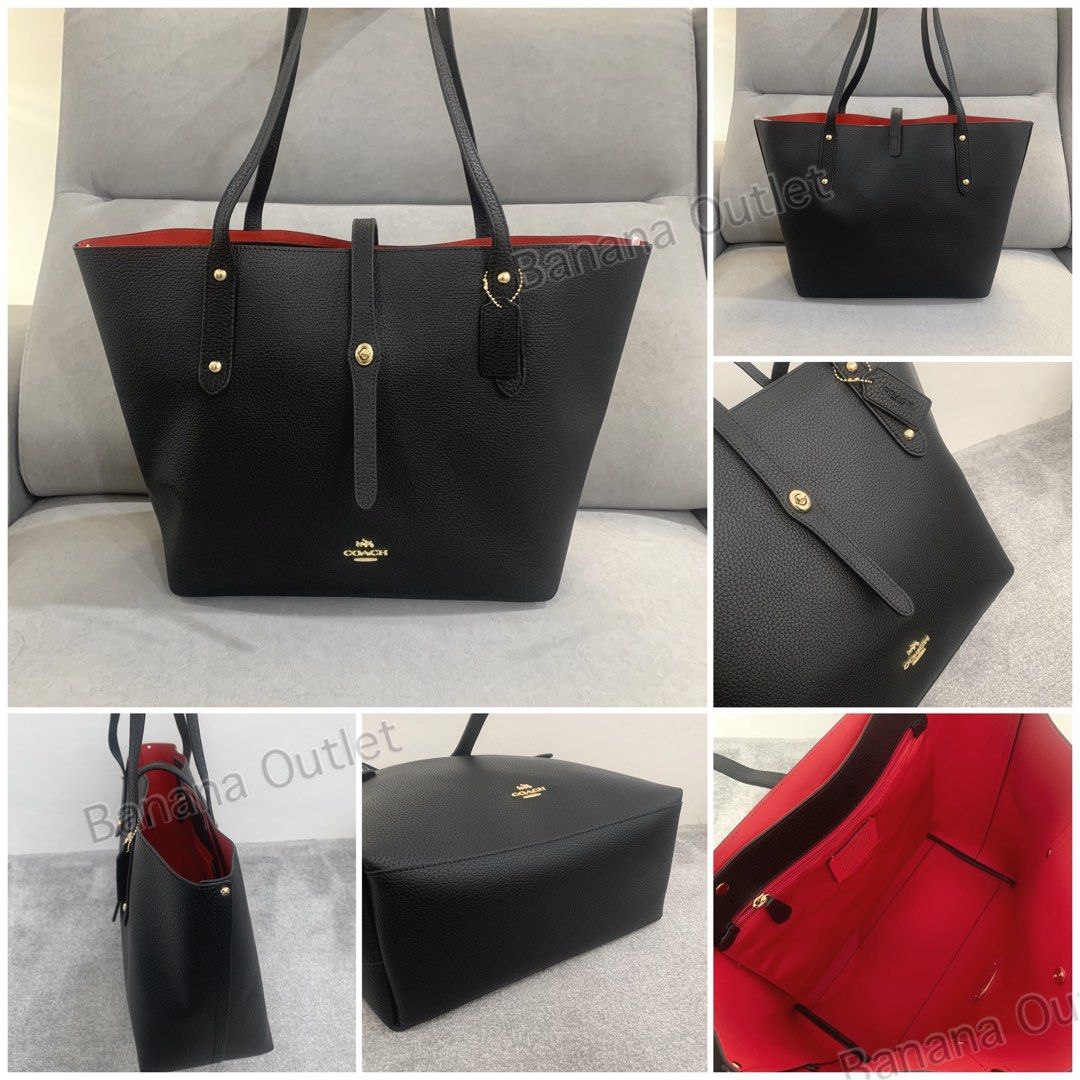 COACH MARKET TOTE Signature Women plain color shoulders medium large tote casual Handbag Best Work Lady Woman nice elegant beach shopping bag