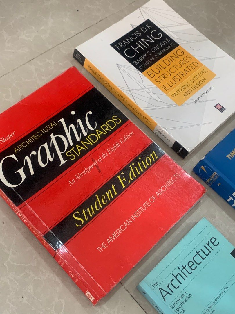 Architecture Books (Category: Textbooks) located in Quezon City. Submitted by xixiriri (Listing ID 1320070353, Image 2). Description: Individual Pricelist • Time-Saver Standards for Building Types - P1400 • The Architecture Reference + Specification Book - ❌SOLD❌ • Architectural Graphic Standards - P400 • Francis D.K. Ching: Building Structures Illustrated - P700 + Shipping (J&T) Or take all for P2300 + Shipping Can do meet-ups (Location: Malolos