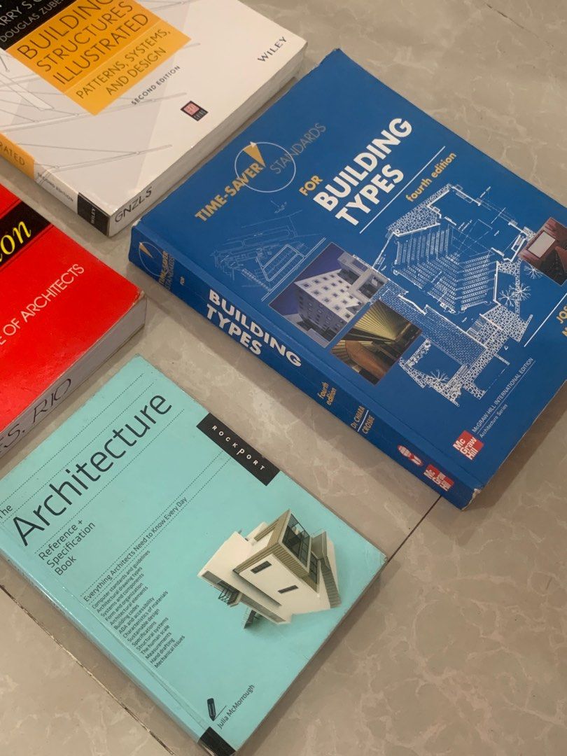 Architecture Books (Category: Textbooks) located in Quezon City. Submitted by xixiriri (Listing ID 1320070353, Image 3). Description: Individual Pricelist • Time-Saver Standards for Building Types - P1400 • The Architecture Reference + Specification Book - ❌SOLD❌ • Architectural Graphic Standards - P400 • Francis D.K. Ching: Building Structures Illustrated - P700 + Shipping (J&T) Or take all for P2300 + Shipping Can do meet-ups (Location: Malolos
