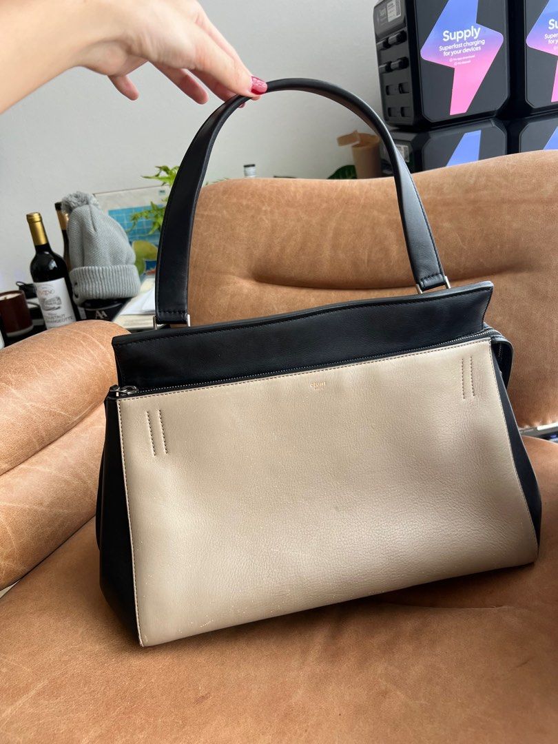 Authentic Celine edge two tone beige