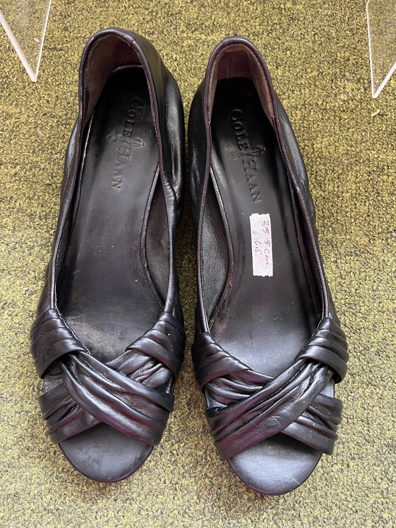 Authentic Cole Haan Black Leather Wedge Shoes sz 6.5 Women s Fashion Footwear Wedges on Carousell
