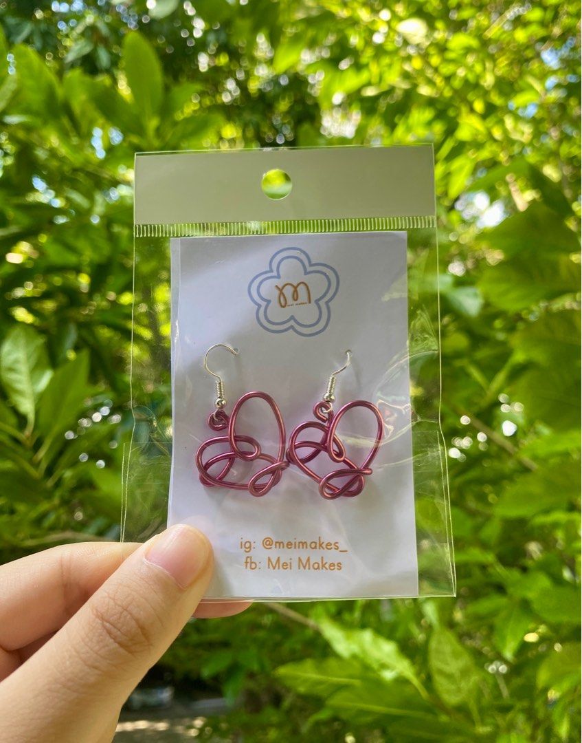 BTS Love Yourself Earrings PINK Handmade by meimakes Women s Fashion Jewelry Organizers Earrings on Carousell