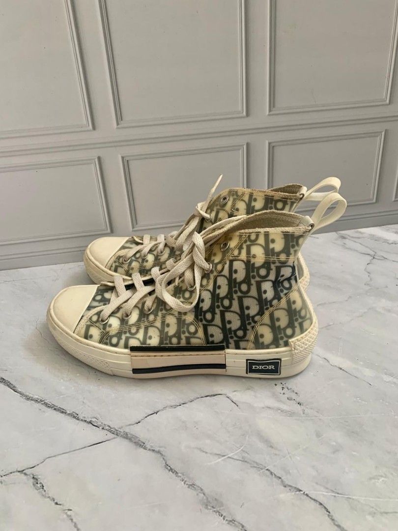 Fast Sale Reprice Cheap Deal, Preloved, Christian Dior Oblique High-Top  Sneakers Grey, size 38, Shoes only, •Nett, •Exclude ongkir 10