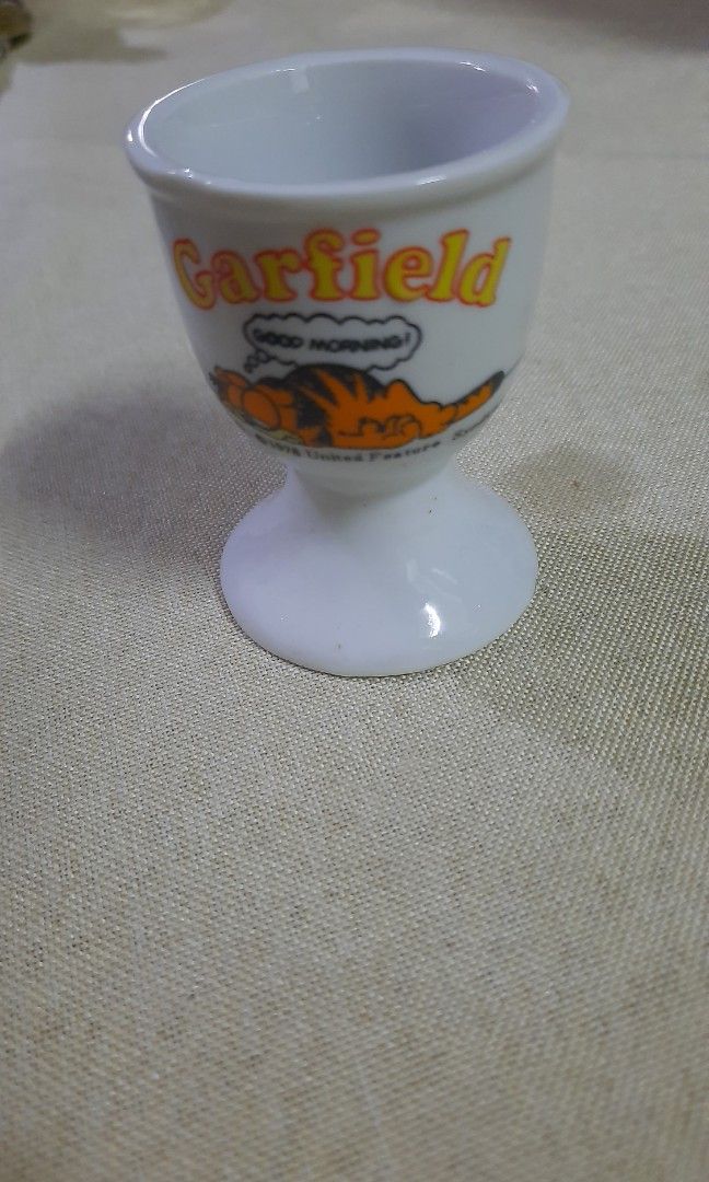 Garfield good morning egg cup ceramic 2.5x2" (Category: Other Kitchenware & Tableware) located in Manila. Submitted by luckycharm_215 (Listing ID 1320182615, Image 1). Description: good condition.