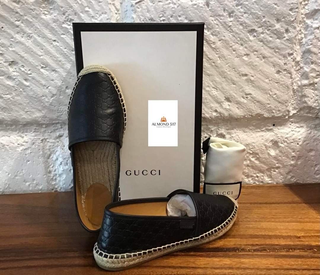 Gucci Signature Leather Espadrille Size 37 Women s Fashion Footwear Flats Sandals on Carousell