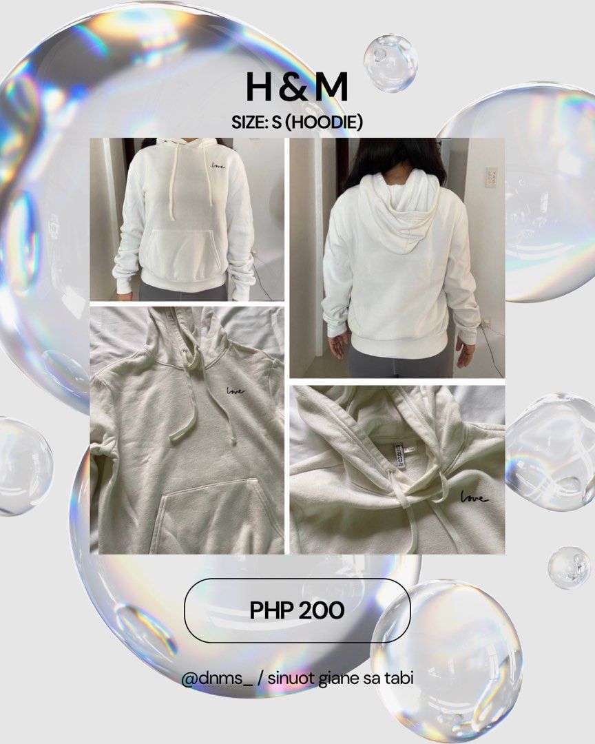 H and m white hoodie clearance