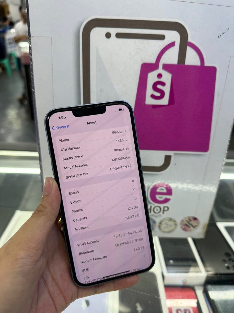 iphone 14 128gb 2ndhand (Category: iPhone 14 Series) located in Cainta. Submitted by vine_gadget_shop (Listing ID 1320109894, Image 3). Description: iphone 14 128gb 2ndhand with cord and box replacement factory unlock pick up store greenhills shopping center we accept trade in we accepy credit card and ggives installment we do cod and door to door we ship nationwide for fast transaction call 09277368323 look for vine visit my fb page vine gadget 