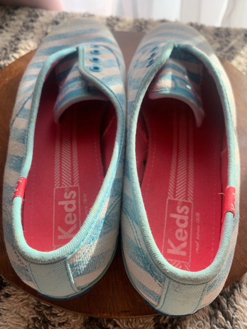 Keds Baby Blue Striped Sneakers Women s Fashion Footwear Sneakers on Carousell