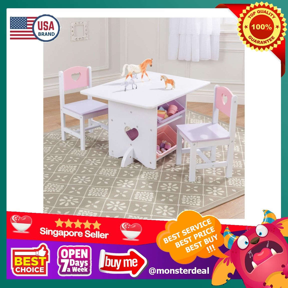 Kidkraft Heart Table and Chair Set Pastel 30.4 x 22.4 x 19.5 26913 Table Chair Set Babies Kids Baby Nursery Kids Furniture Kids Tables Chairs on Carousell