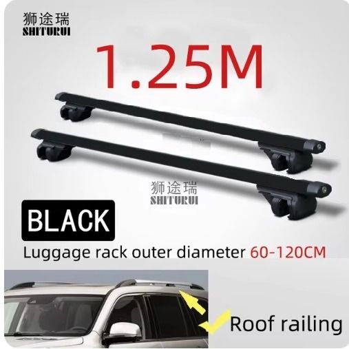 Lightly used SHITURUI 2PCS 125CM 1.25m Universal parallel roof bars with key and lock Fits Car With Original Roof Rack SUV Roof Rack Crossbars For Kayak for bike rack luggage box Car