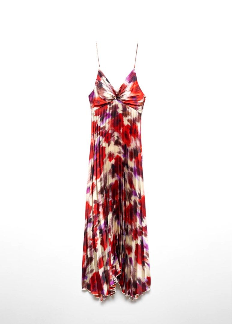 Mango Pleated printed satin midi dress like realisation par reformation Women s Fashion Dresses Sets Dresses on Carousell