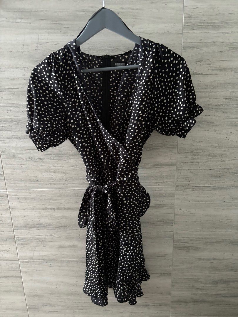 Missguided Polka Dot Dress Black