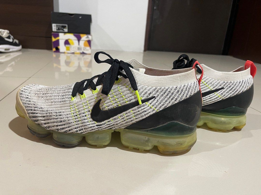 Nike Air VaporMax Flyknit 3 White Black Volt Bright Crimson Size 11 US Men Men s Fashion Footwear Sneakers on Carousell