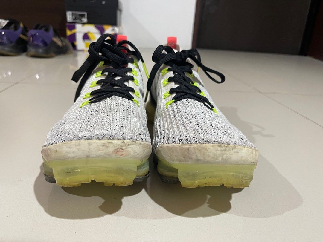 Nike Air VaporMax Flyknit 3 White Black Volt Bright Crimson Size 11 US Men Men s Fashion Footwear Sneakers on Carousell