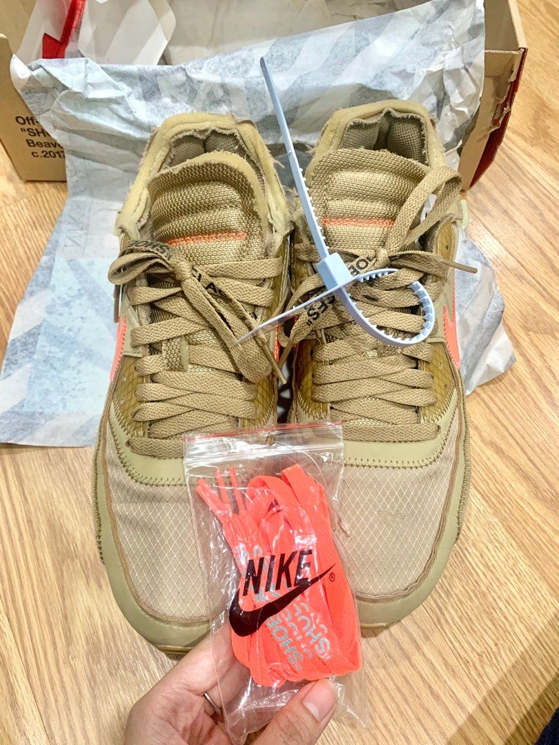 Nike X Off White The 10 Air Max 90 Off White Desert Ore brown sneakers Men s Fashion Footwear Sneakers on Carousell