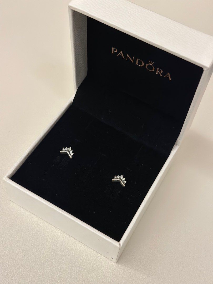 Pandora Wishbone Stud Earrings Women s Fashion Jewelry Organisers Earrings on Carousell