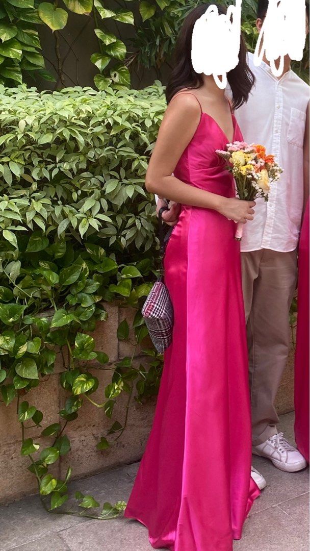 Pink Satin Gown (Category: Evening dresses & gowns) located in Pasig City. Submitted by beamscloset (Listing ID 1320203258, Image 2). Description: Pink Satin Gown (slightly negotiable) - used only once for a wedding - satin material - fits XS-S - Bust: 32in - Waist: 26 in - Hips: 36 in - Floor length - Pm for more photos! .