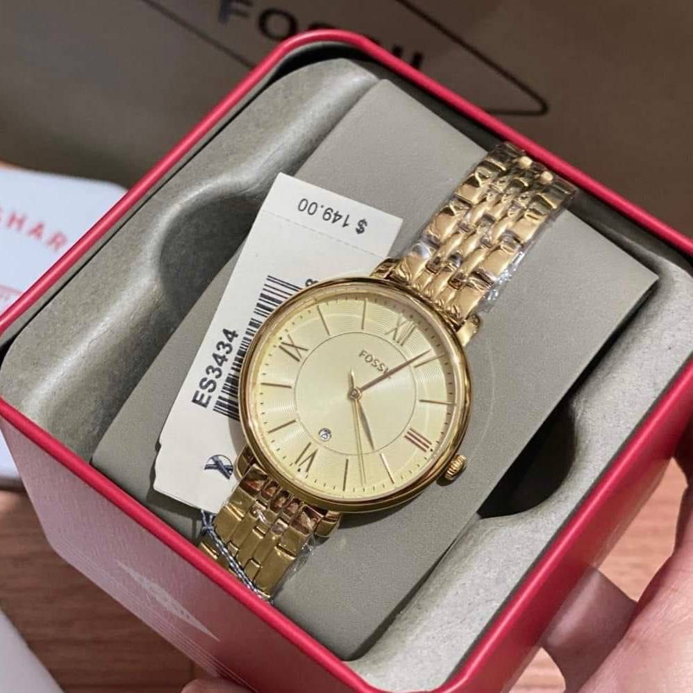 RESTOCK ORIGINAL FOSSIL JACQUELINE GOLD DIAL GOLD STEEL LADIES WATCH ES3434 Women s Fashion Watches Accessories Watches on Carousell
