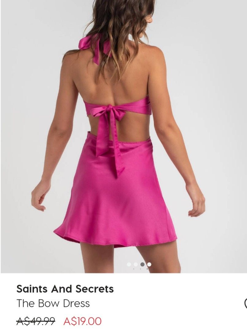 Saints & Secrets Satin Mini Hot pink cutout Dress, Women's Fashion, Dresses  & Sets, Dresses on Carousell