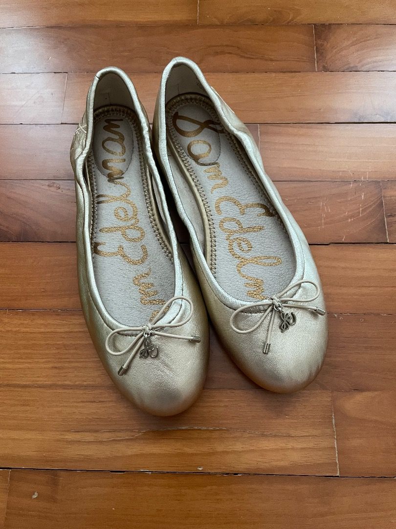 50 Off Sam Edelman Felicia Flats Gold Colour Size US 5.5 EU35.5 Women s Fashion Footwear Flats on Carousell