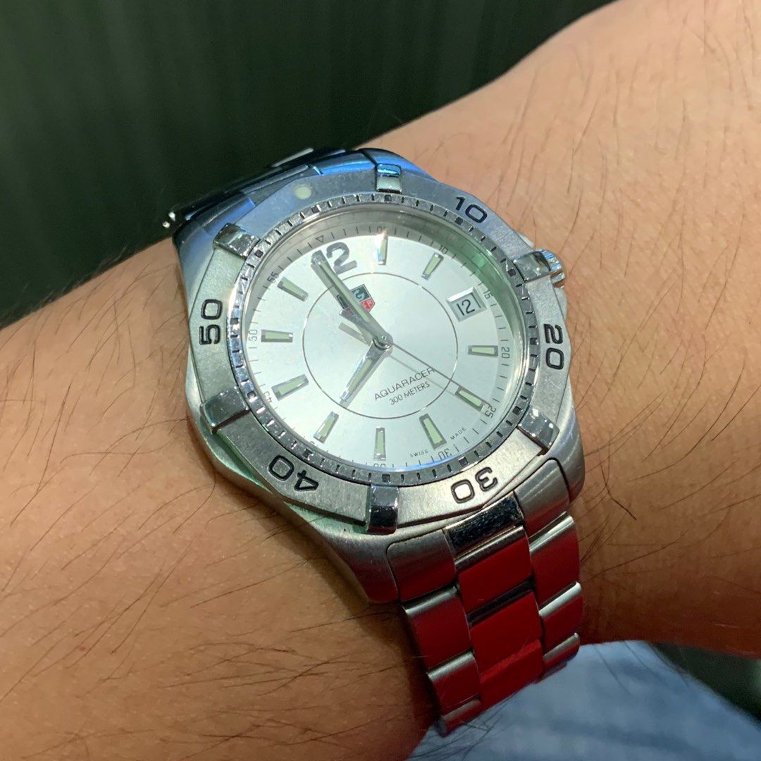 TAG Heuer Aquaracer Quartz Silver Dial 39 mm, Barang Mewah, Jam
