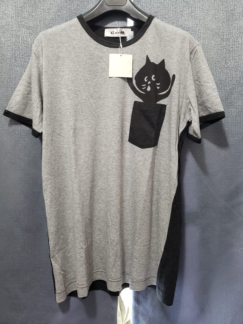 日本全新Ne-net/NYA (黑貓牌) Free Size 短tee (前後幅拼色) 男女均可 