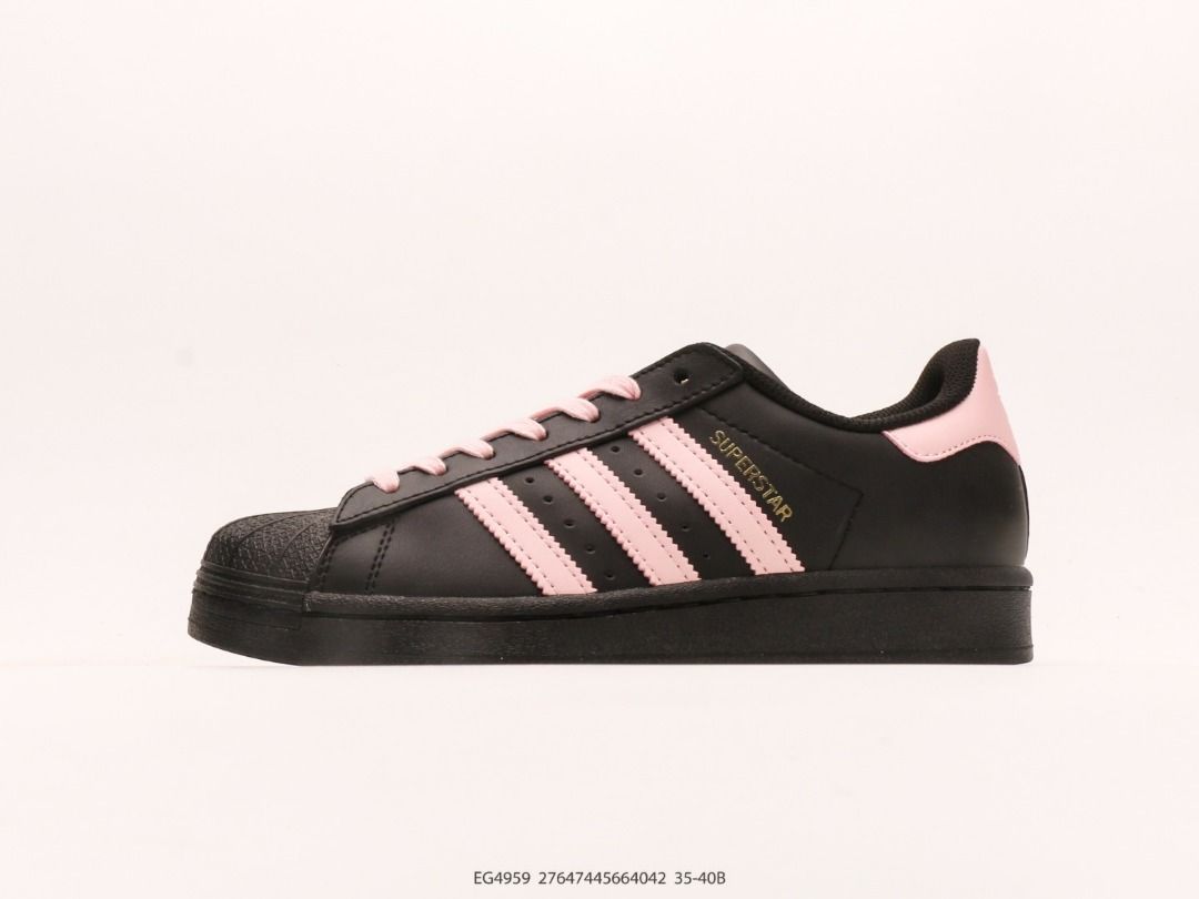 Adidas black e amp; pink superstar trainers clearance