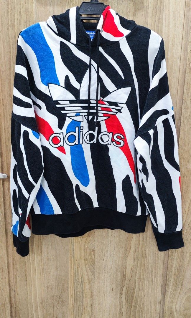Adidas zebra big logo hoodie
