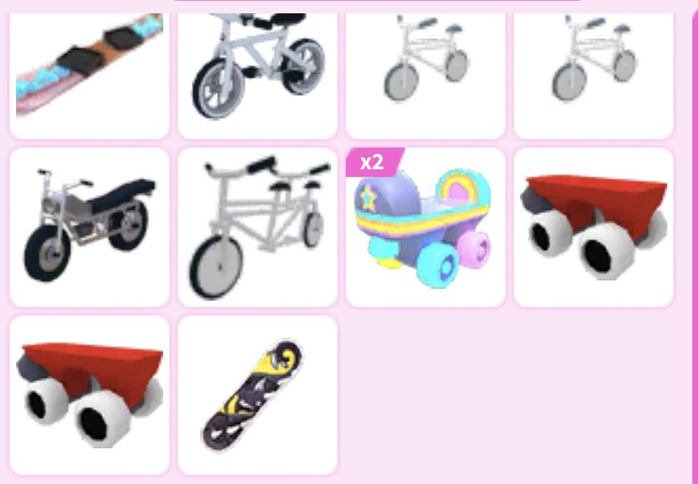 Adopt me rare vehicles, 電子遊戲, 遊戲機配件, 遊戲週邊商品 - Carousell