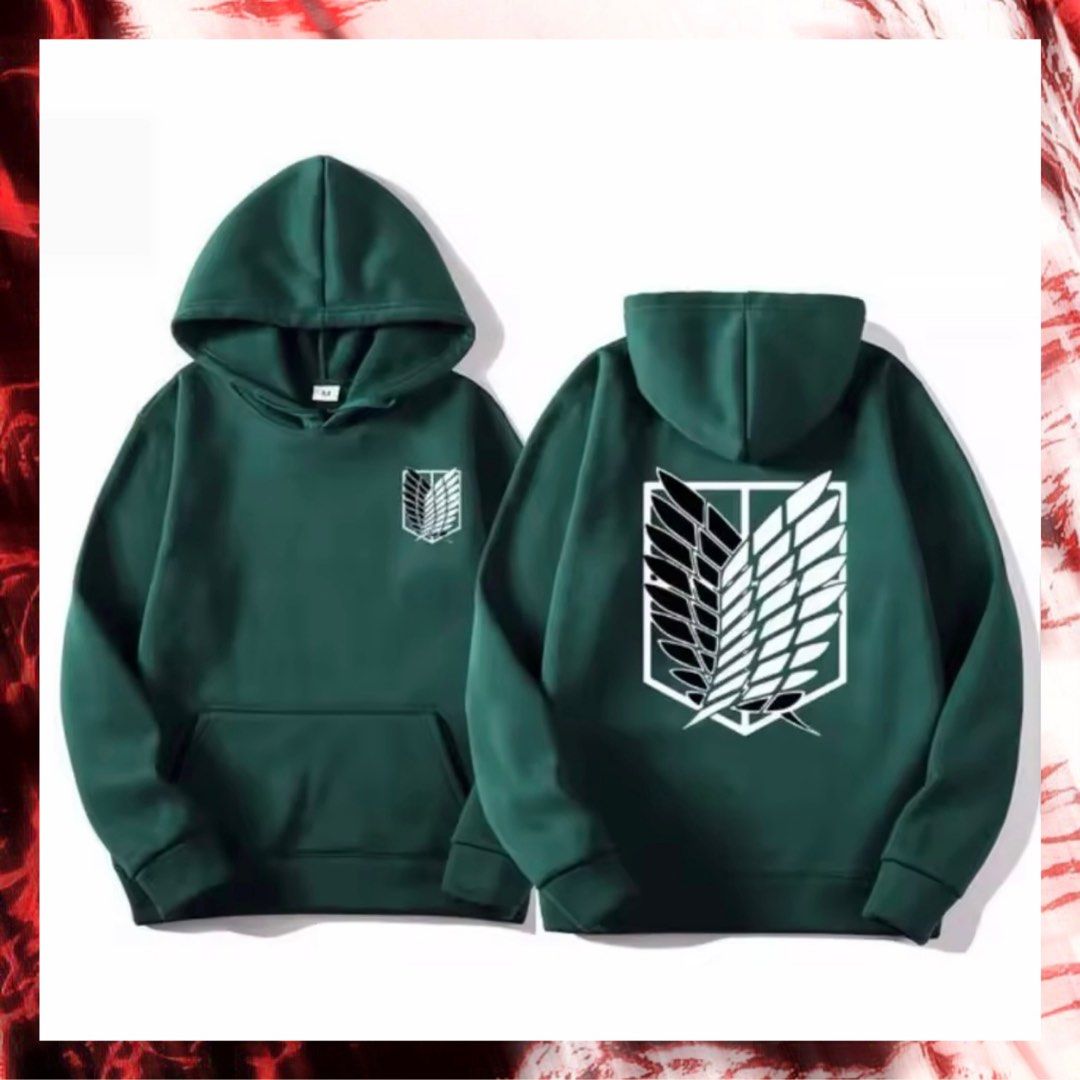 ATTACK ON TITAN green anime inspired hoodie AOT anime Men s Fashion Tops Sets Hoodies on Carousell