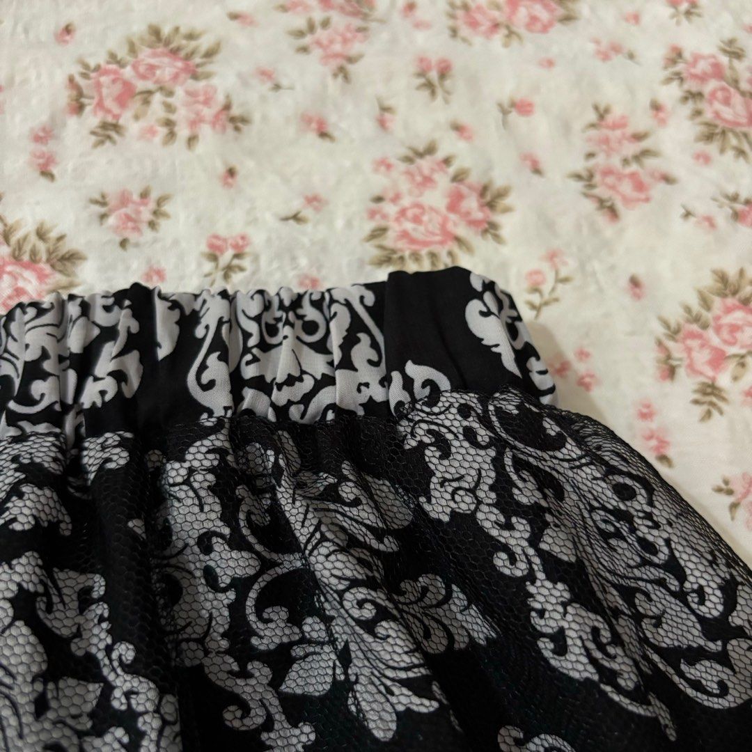 Black and white layered mesh skirt (Category: Skirts) located in Las Pinas. Submitted by squirrelsells (Listing ID 1320303085, Image 2). Description: garterized with inner shorts fits xs-m.