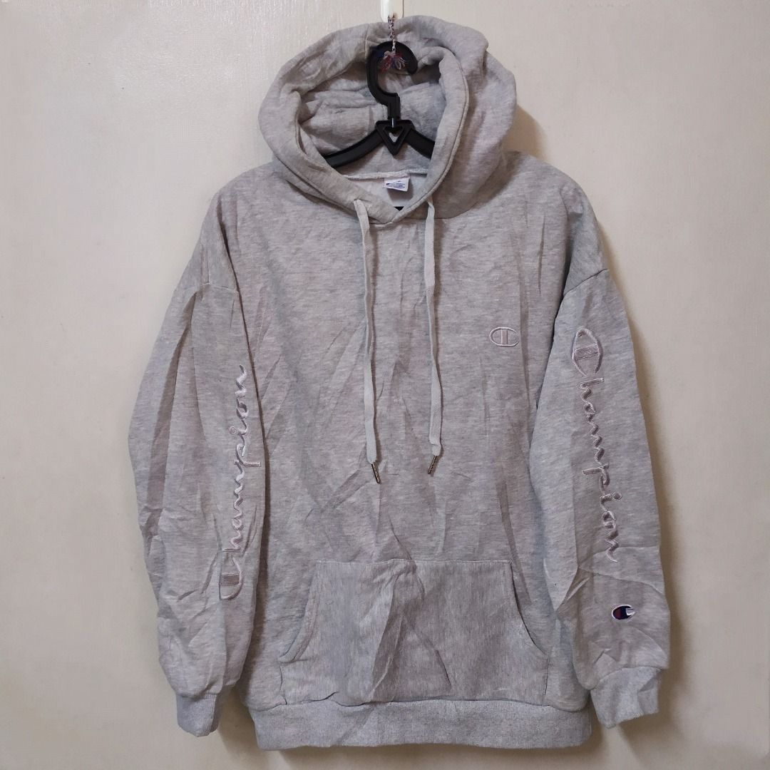 Grey champion hoodie embroidered hotsell