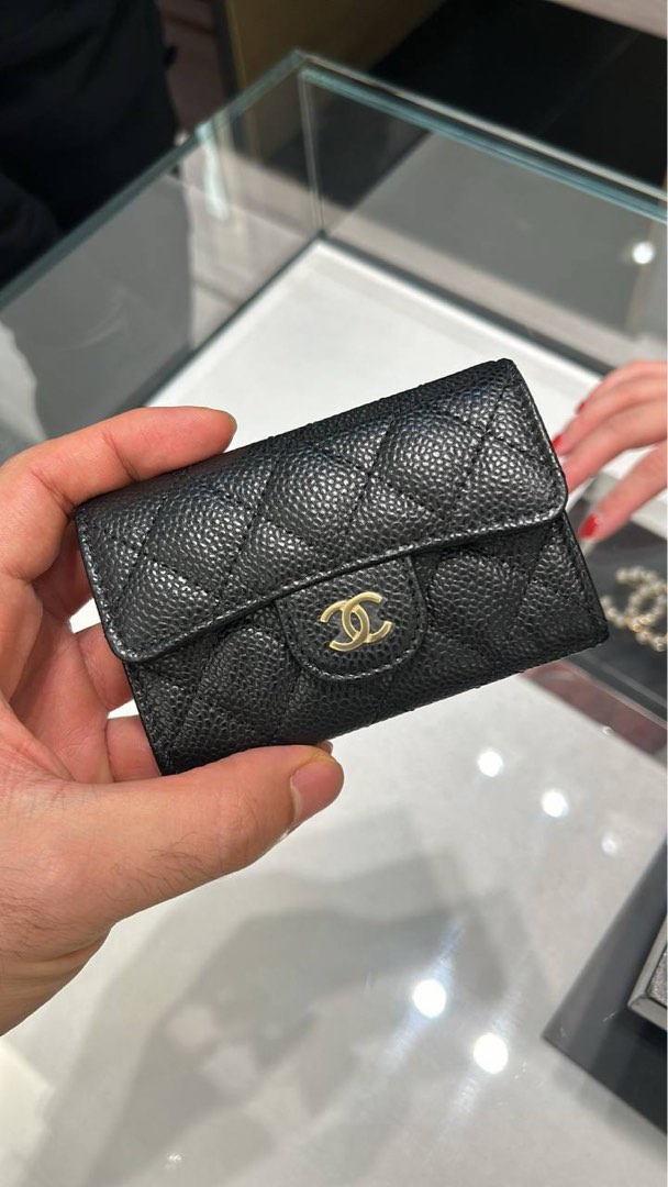Chanel caviar flap card holder on sale