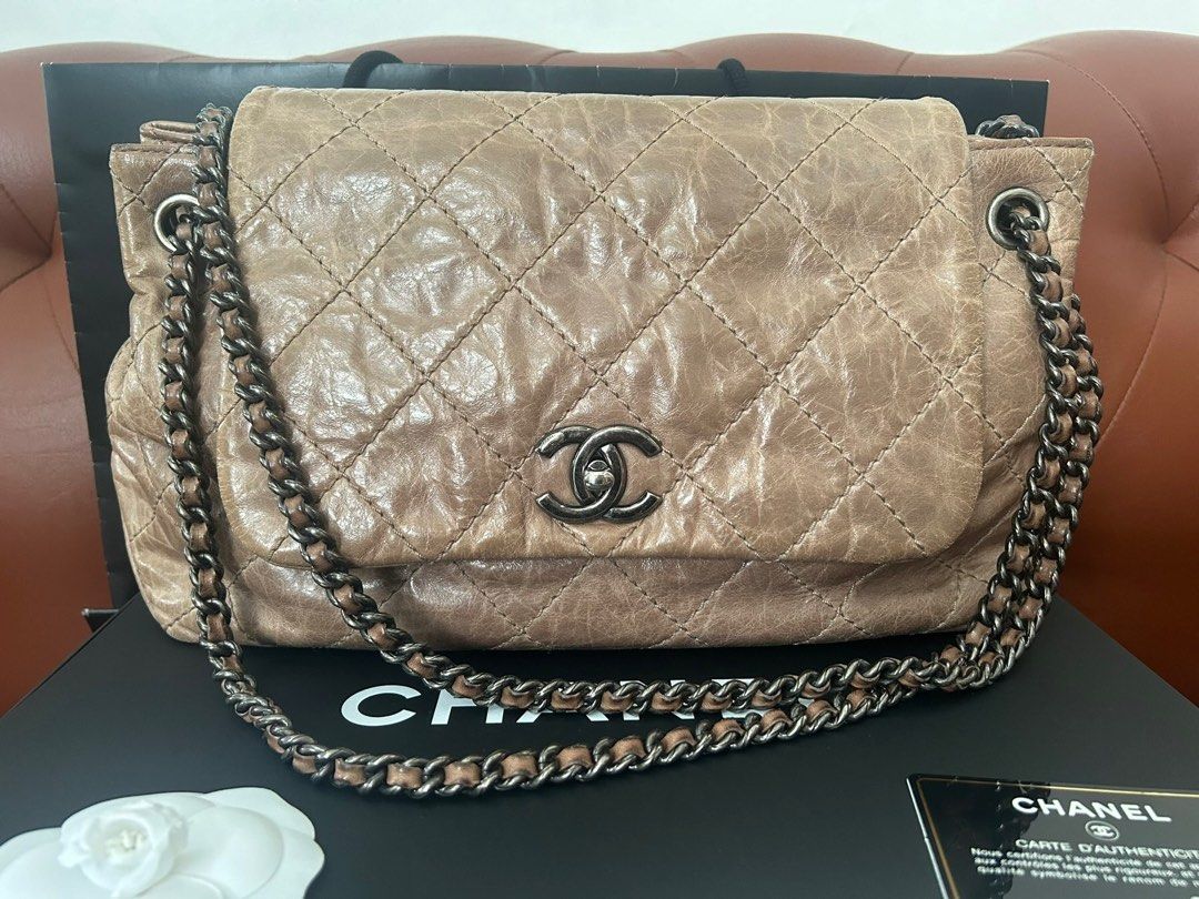 Chanel Glazed (Category: Luxury Bags & Wallets) located in Binan City. Submitted by winds06 (Listing ID 1320382267, Image 2). Description: Selling Preloved Chanel Glazed, aged, quilted Calfskin leather soft Flap bag in beige and ruthenium hardware, 4 interior pockets. Complete w/ authenticity card, care booklet, dust bag and box. No issue at all..