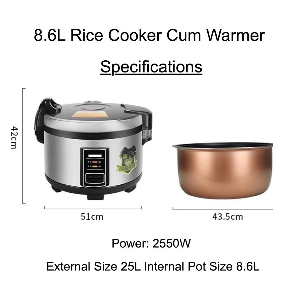 Commercial 2 in 1 Rice Cooker With Warmer 4L 8.6L