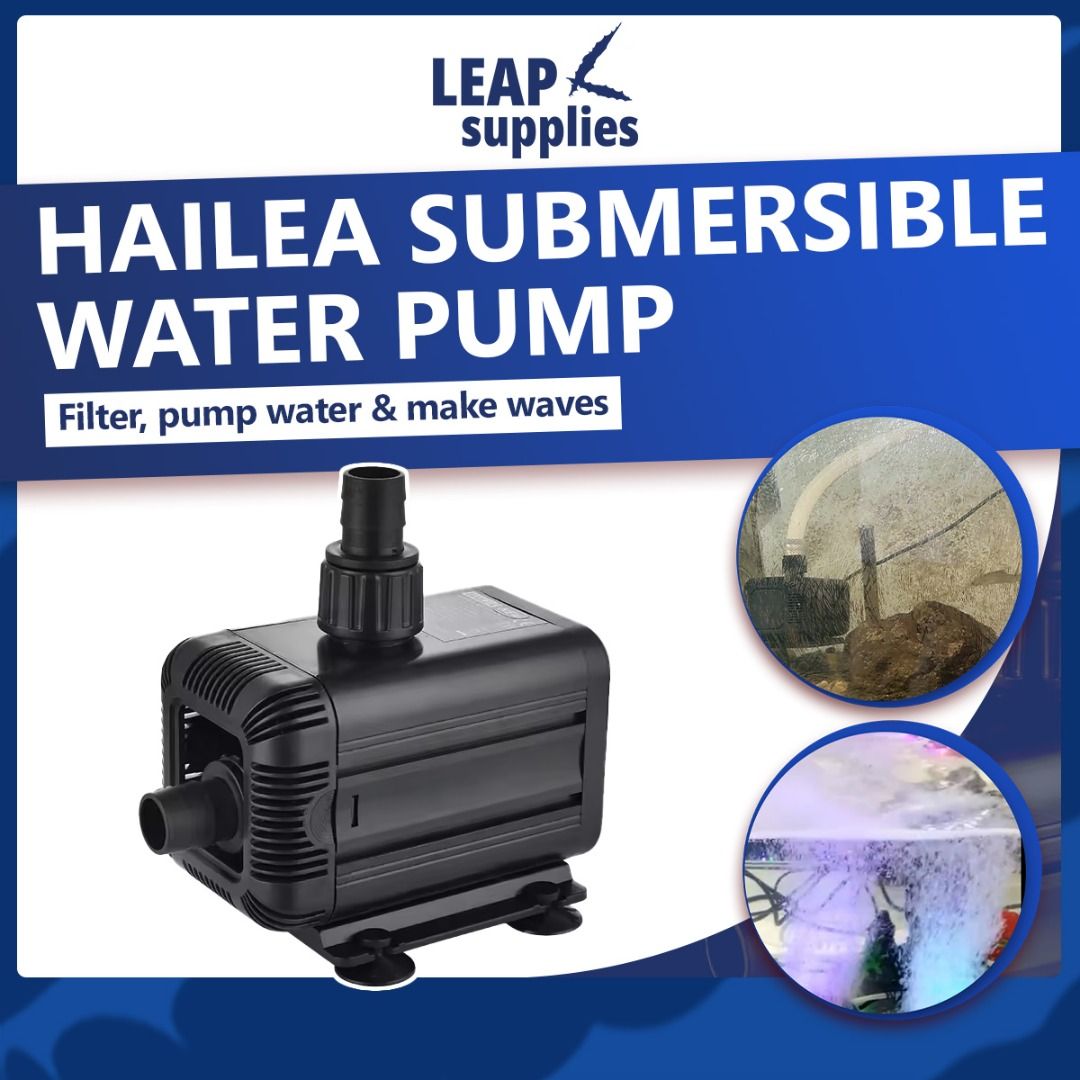 HAILEA Submersible Water Pump | Aquarium Sump Tank Pump (Category: Homes & Other Pet Accessories) located in Singapore. Submitted by leapsupplies (Listing ID 1320262286, Image 1). Description: Keep your tank water circulating and properly oxygenated with HAILEA Submersible Water Pump. It is strong, durable and powerful! Comes with a filter cap that you can use to prevent small fish from being sucked in. PRICINGS HX-6510 - $19.90 HX-6520 - $27.90 