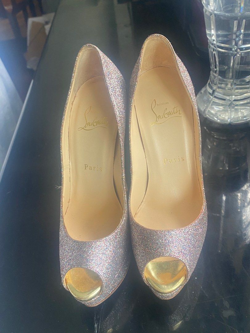 Hardly used authentic sparkly Christian Louboutin (Category: Heels) located in Makati City. Submitted by bijouxdesigner (Listing ID 1320257113, Image 1). Description: Never been used.. original sparkly Christian Louboutin high heel 4-5 inches in height . Size 6.