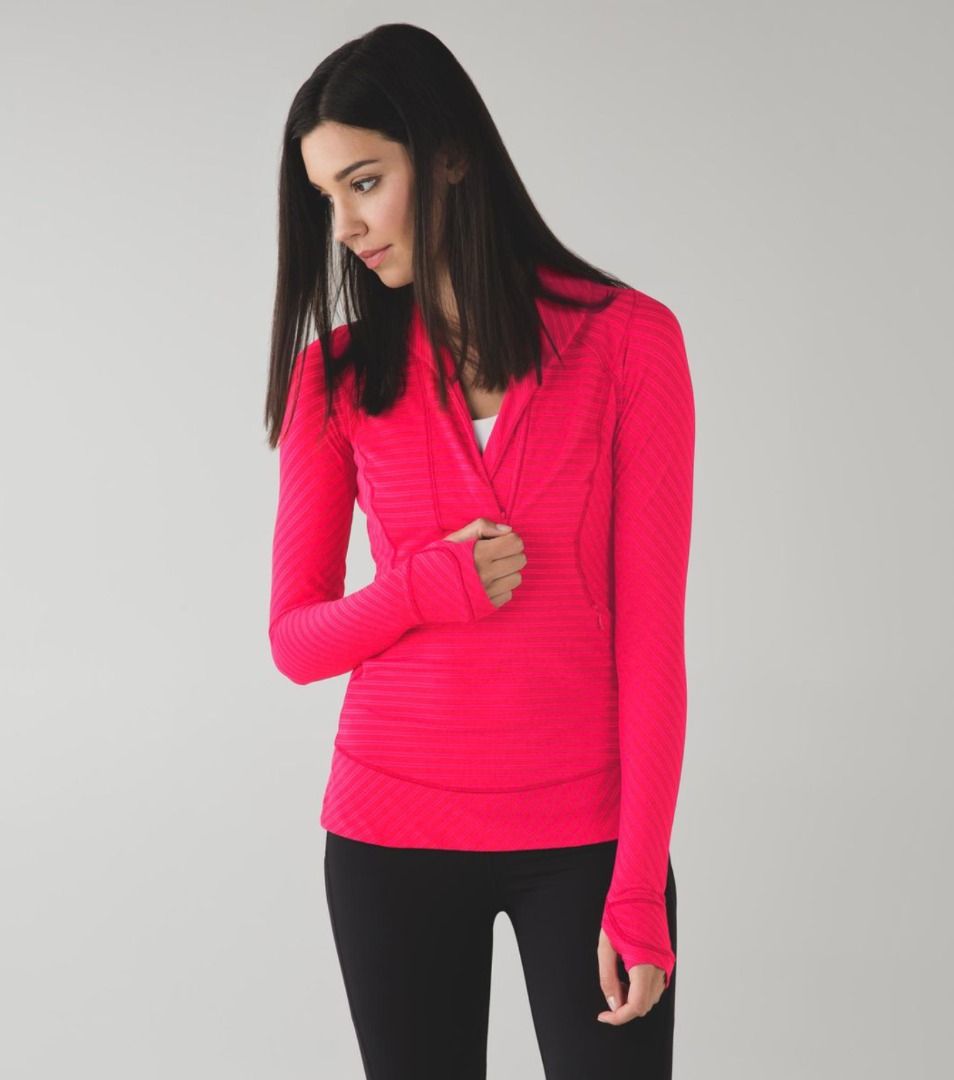Lululemon Think Fast Pullover Pink Pullover Long Sleeve Half Zip Pullover Size 4 Women s Fashion Activewear on Carousell
