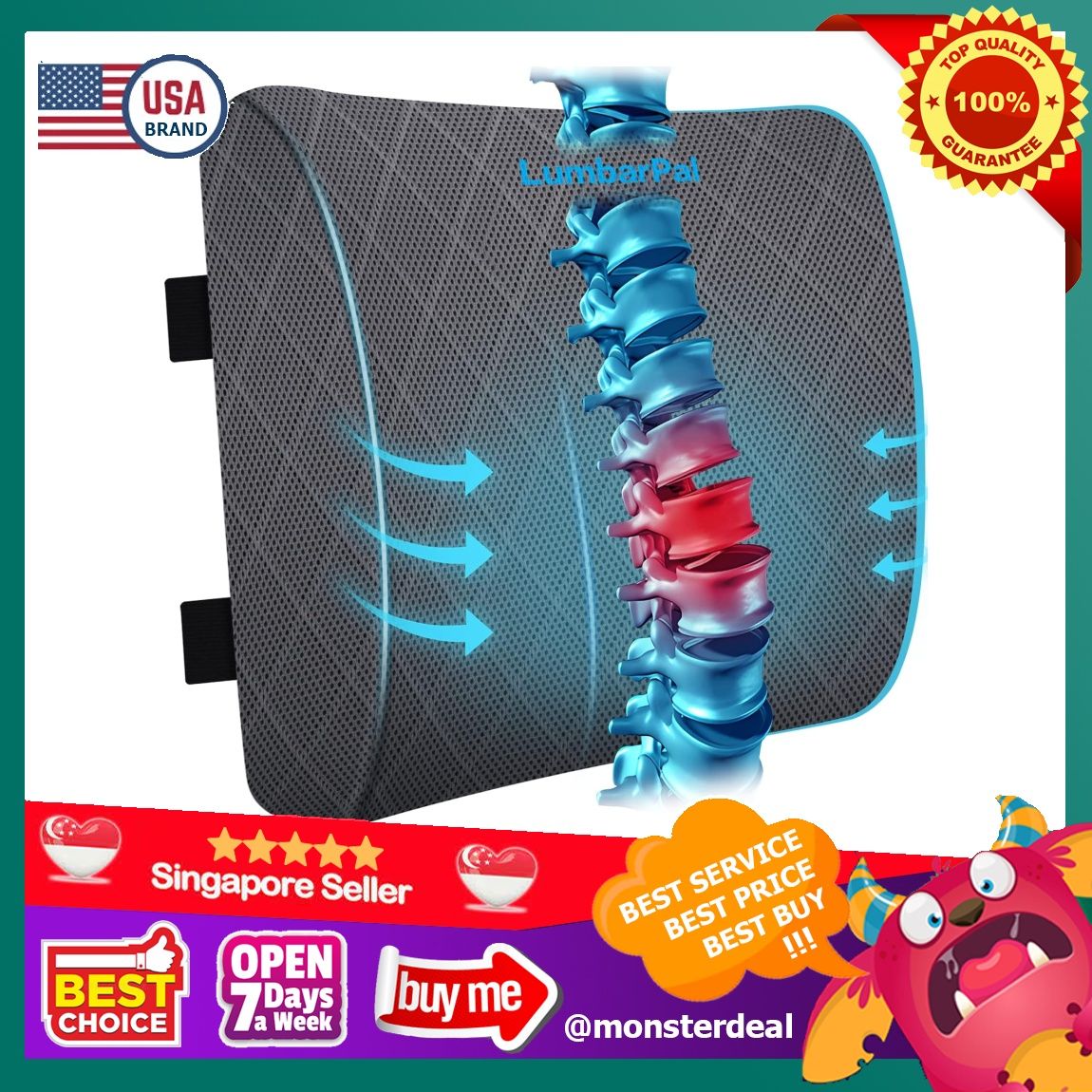 Lumbar Support Pillow for Office Chair Back Support Lumbar Pillow for Car Gaming Office Chair Improve Sitting Posture Back Pain Relief Memory Foam Adjustable Straps Grey Health Nutrition Braces