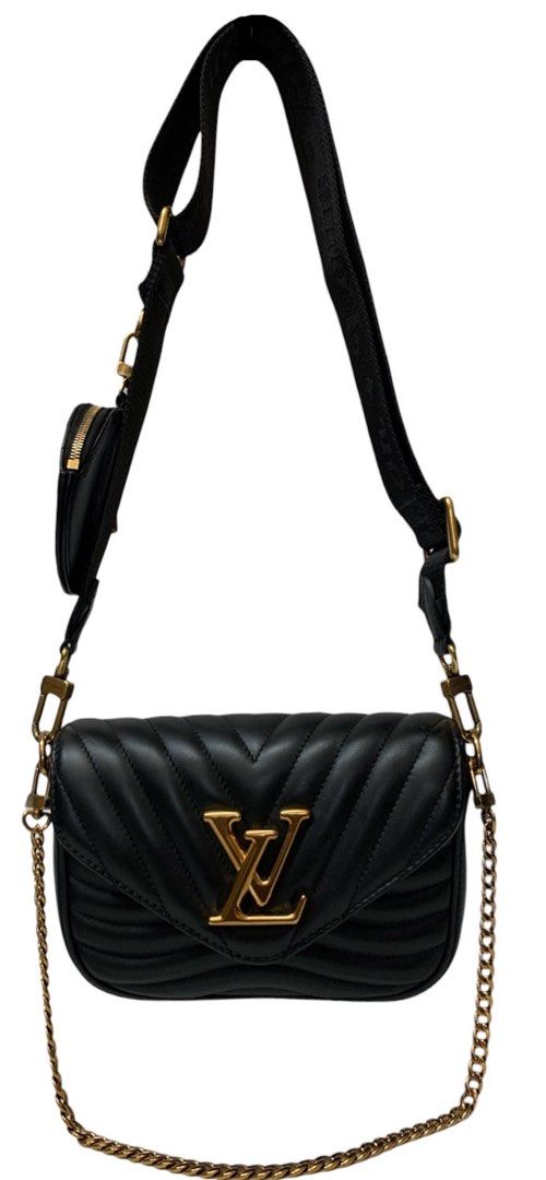 Purse Lv Multi Pochette Black Leather LV M56461 NEW WAVE 牛皮三合