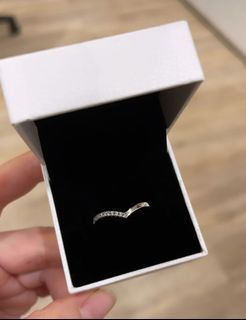 Pandora sparkling half wishbone ring • 5 6 7 8 9 cm sizes)