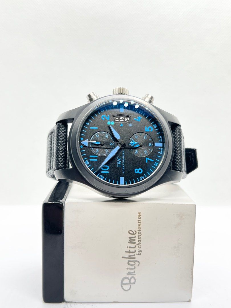 Pre Owned IWC Pilot Chrono IW388003 Top Gun Black Dial Automatic Ceramic Casing Leather