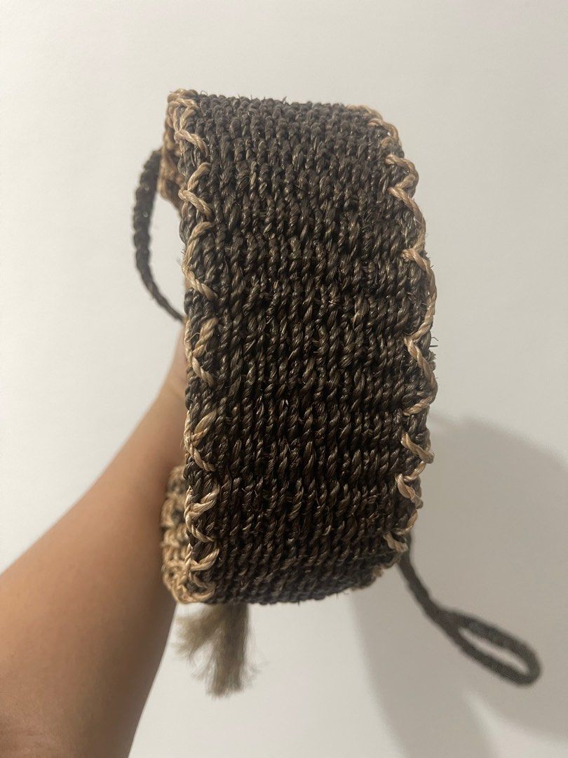Rattan sling bag (Category: Beach Bags) located in Quezon City. Submitted by jadeeclutterz (Listing ID 1320345432, Image 3). Description: 51 inches sling, not adjustable 7.5 inches diameter 2.5 inches thick No lining.